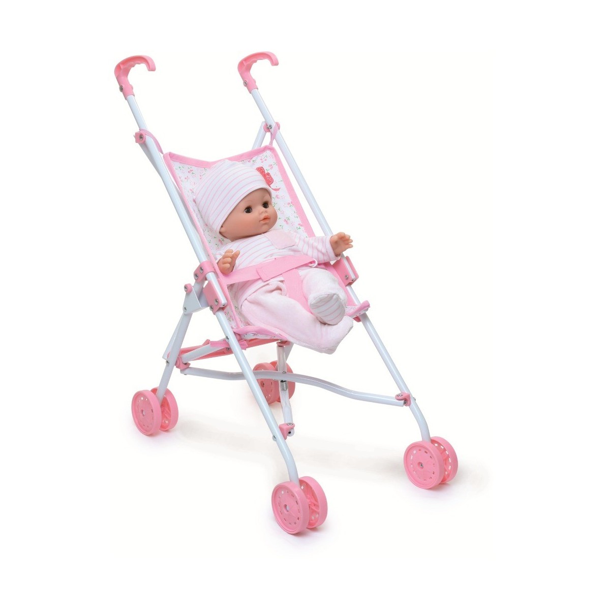 Petitcollin Wózek dla lalek spacerówka biała z kwiatami | Dadum Kraków