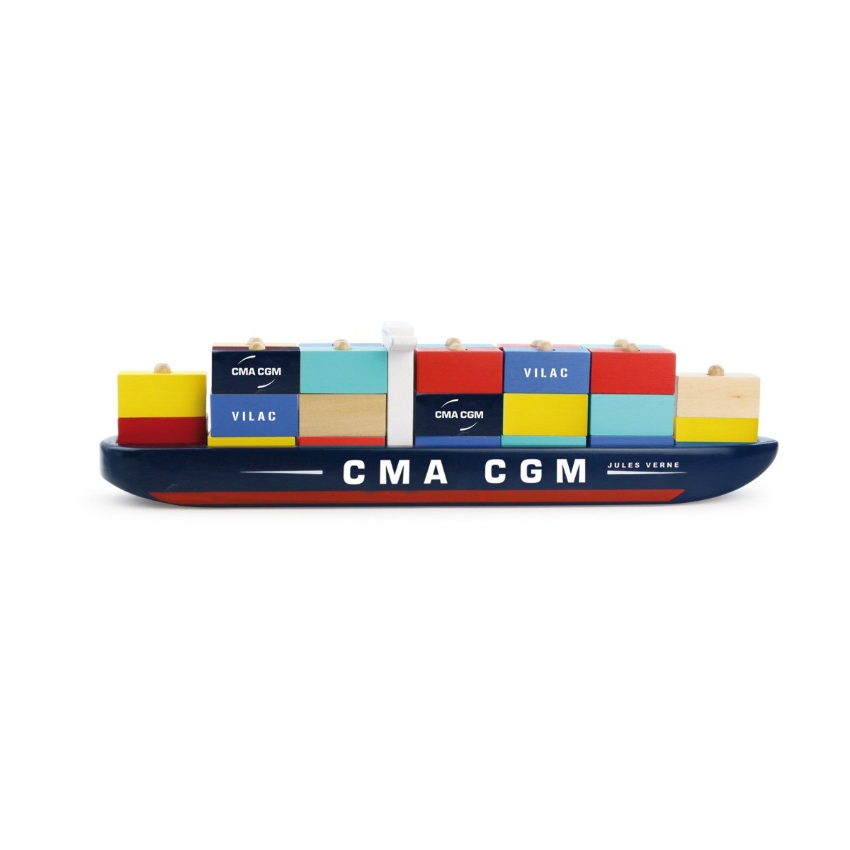 Nakładanka kontenerowiec CMA CGM 34 klocków, Vilac