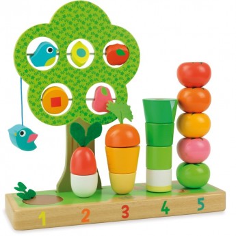 Drewniana nakładanka do liczenia do 5 – Ogród, 18m+ Vilac