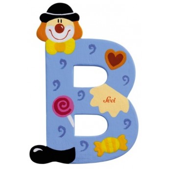 Drewniana literka "B" na ścianę dla dzieci, błękitna