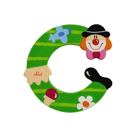 Drewniana literka "C" na ścianę dla dzieci, zielona