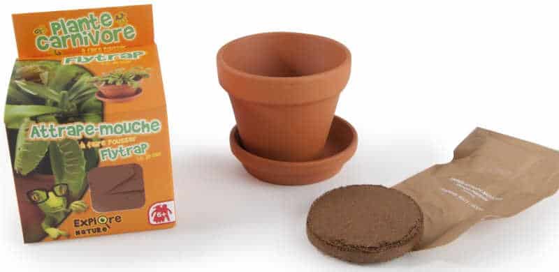 doniczka, podłoże i ziarna: zestaw do hodowania rosiczki dla dzieci