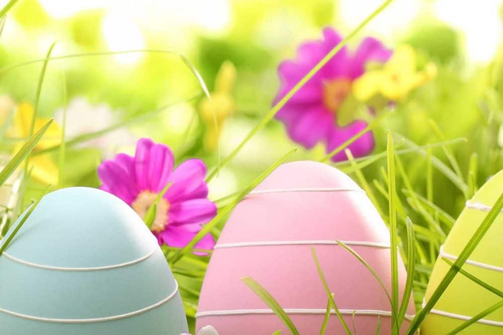 Pisanki na trawie. Święta Wielkanocne 2017