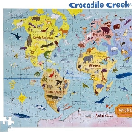 Puzzle Mapa Świata 200 elementów z plakatem, Crocodile Creek